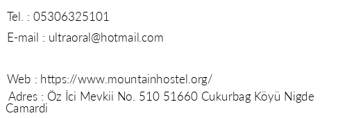 amard Aladalar Mountain Hostel telefon numaralar, faks, e-mail, posta adresi ve iletiim bilgileri